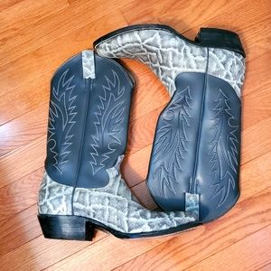 Justin Cowboy Boots Gray Faux Snakeskin 8